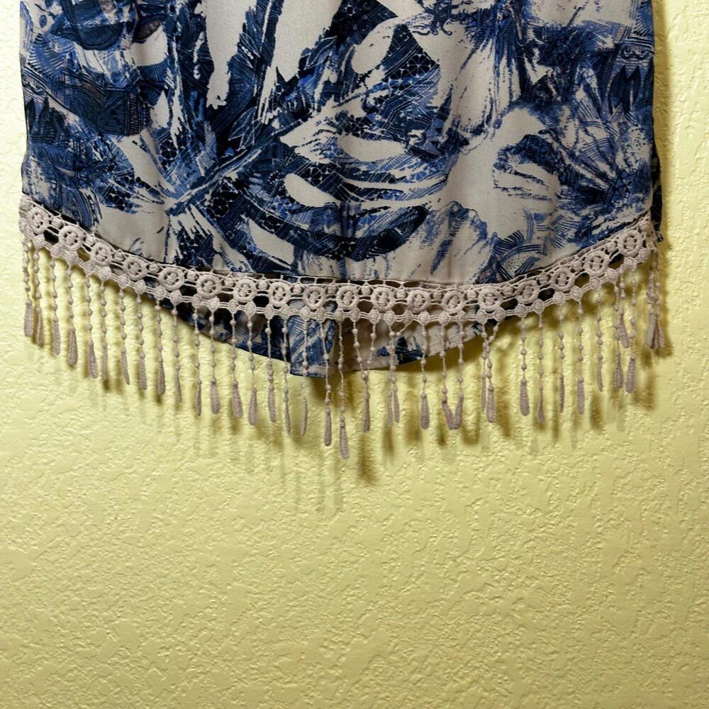 RED Saks Fifth Avenue nude‎ floral sheer fringe top size S - Picture 4 of 9
